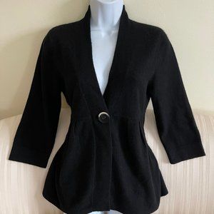 Joe Taft Black Wool-Cashmere V Neck Sweater Jacket S